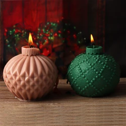 Christmas Ball Silicone Candle Mold 3D Geometric Sphere Aromatherapy Plaster Candle Making Mold DIY Home Decor Festival Gift