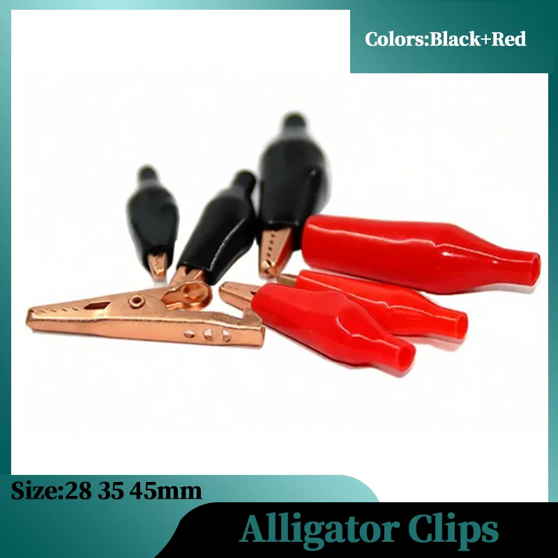 

G98 Insulated Alligator Clips 28mm 35mm 45mm Electrical Test Clips with Plastic Boots for Car Battery Jumper Cables Circuit