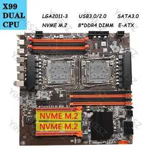 マザーボードx99デュアルcpu Lga 2011 v3 2011-3 xeon 8 x ddr4,qualチャンネル,pci-e sata 3デュアルm.2  nvme,e5シリーズと互換性があります - AliExpress