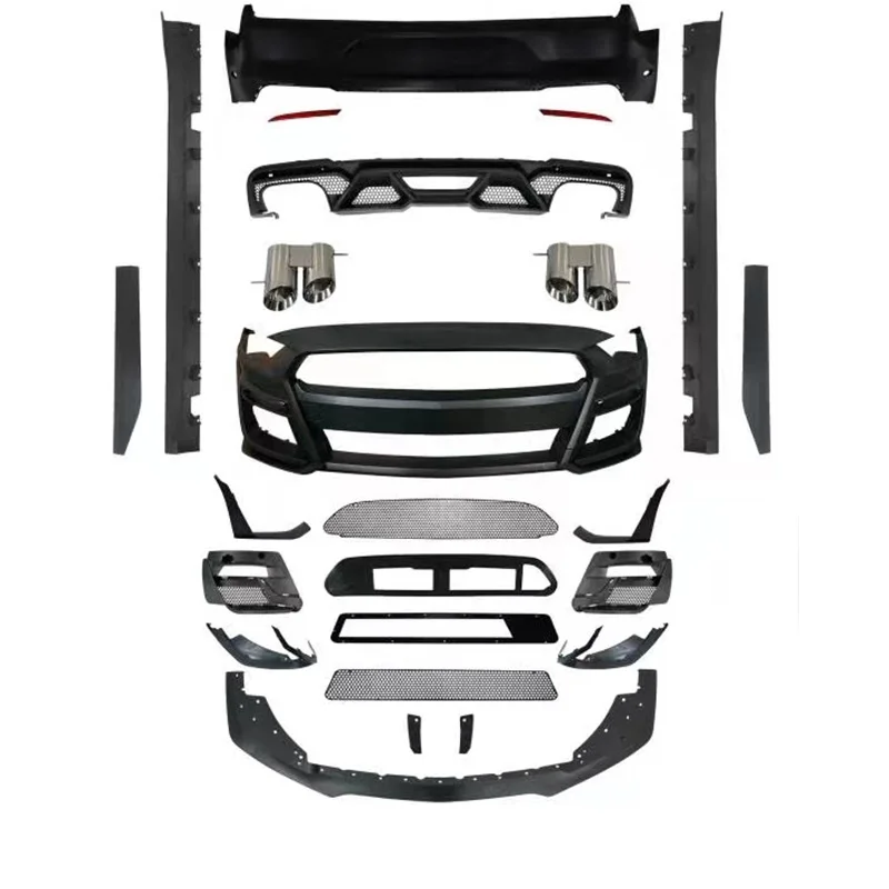 For  Mustang 2015-2020 Car GT500 Style Front Rear Bumpers Kit Aggressive Look Facelift Body Kits Set