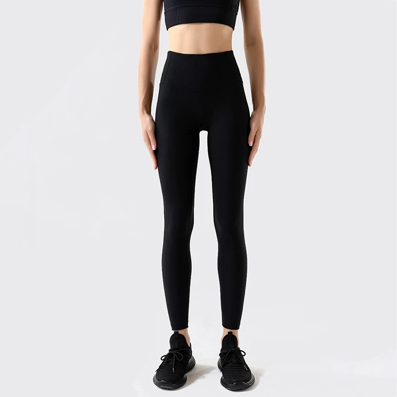 Leggings da Yoga a coste elastico a vita alta sport Fitness Running Push Up Leggings abbigliamento sportivo Leggings da palestra senza cuciture per