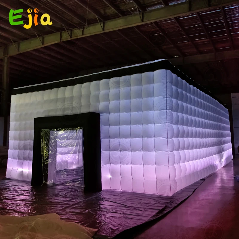 Dimensioni giganti personalizzate 5/6/8 metri RGB luci gonfiabili LED Blow Up Cube Night Club tenda per la festa dell'evento