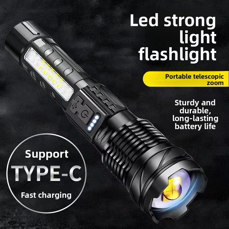 Torcia luminosa per pattuglia, campeggio e illuminazione esterna - Laser bianco, COB, lega di alluminio