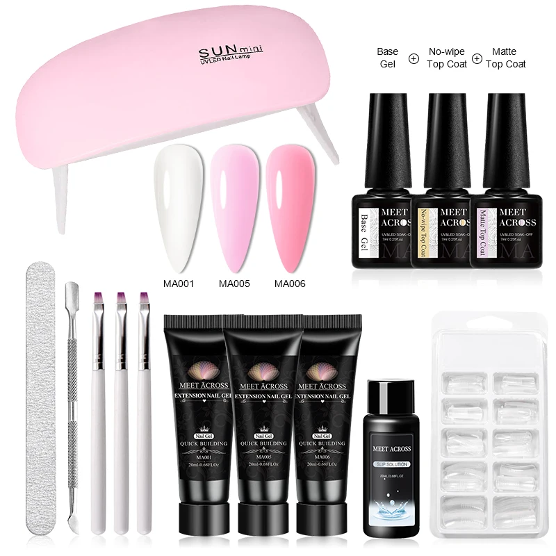 Poly UV Gel Kit All for Manicure Nail Extension Set Slip Solution Builder Gel Acrylic Gel Polish Nail Art Tool Design Fingertips