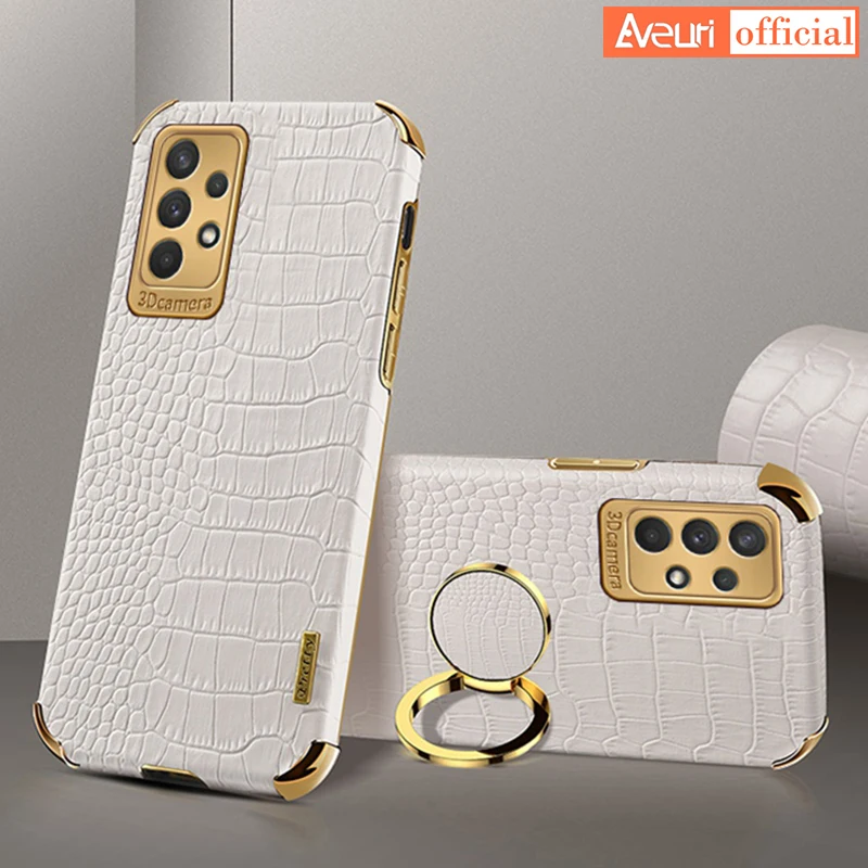 Luxury PU Leather Phone Case For Samsung Galaxy A32 A52 A72 A13 A33 A53 A73 A03 A52S M12 M22 M32 M42 M52 5G M62 Ring Cover Case