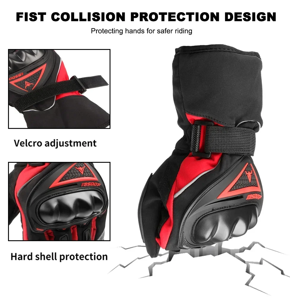 Motorcycle Gloves Outdoor Sports Protection Motorcross Riding Racing Windproof Warmth Thermal Cotton Lining Winter Warm Glove