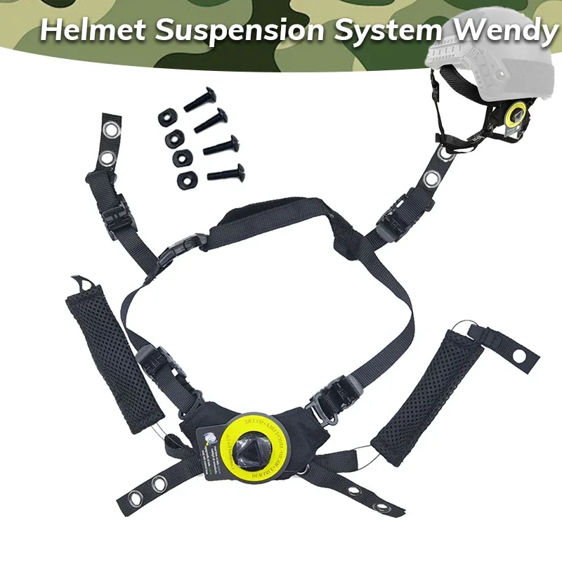 Helmet Dial Suspension System Chin Strap Helmet Padding Kit for Fast for Wendy Helmet Black Spongeand Suspension