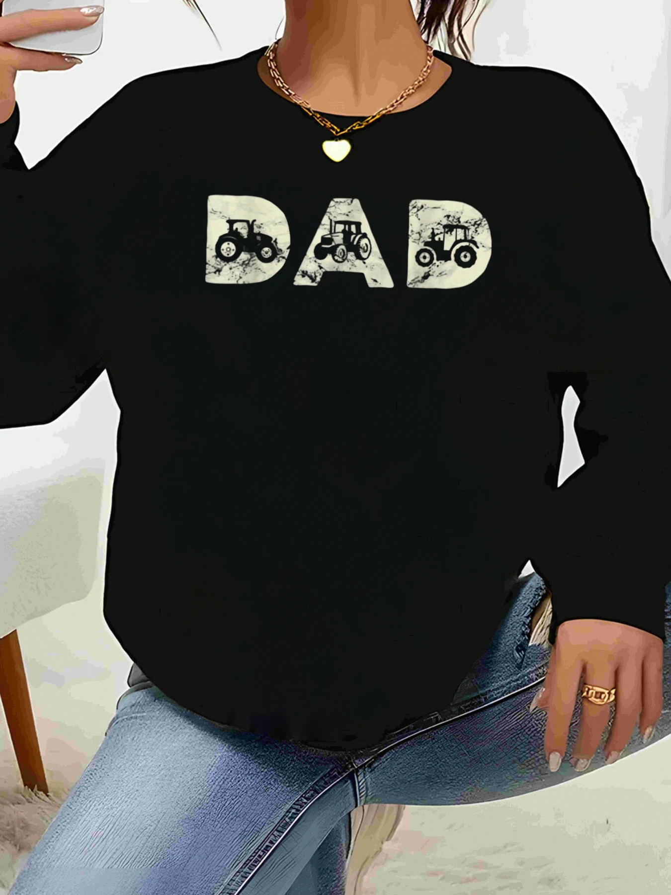 

Толстовка с длинными рукавами и принтом «Трактор папы», повседневная одежда ко Дню отца для мужчин