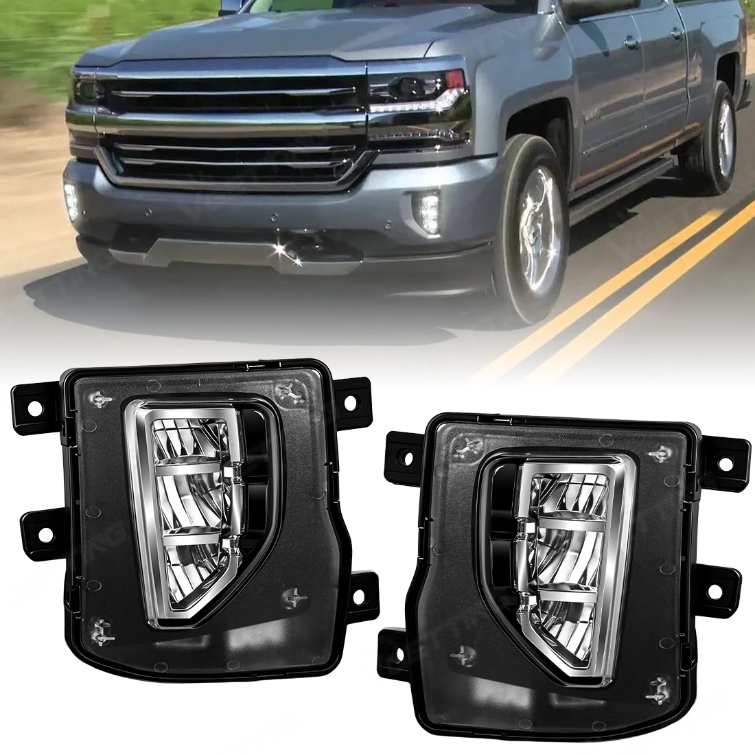 

Светодиодные противотуманные фары для Chevrolet Silverado 1500 2016-2018, дневные ходовые огни (DRL), передние бамперные фары, автомобильные аксессуары