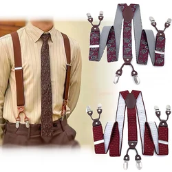 Gift Box Elastic Suspender Braces Armband Leather 6 Clips Braces Vintage Casual Suspensorio Unisex Adjustable Braces Accessories