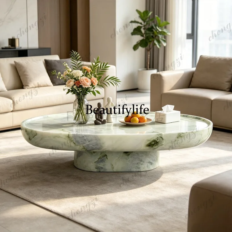 A139 Italian light luxury high sense natural marble oval coffee table living room sofa coffee table