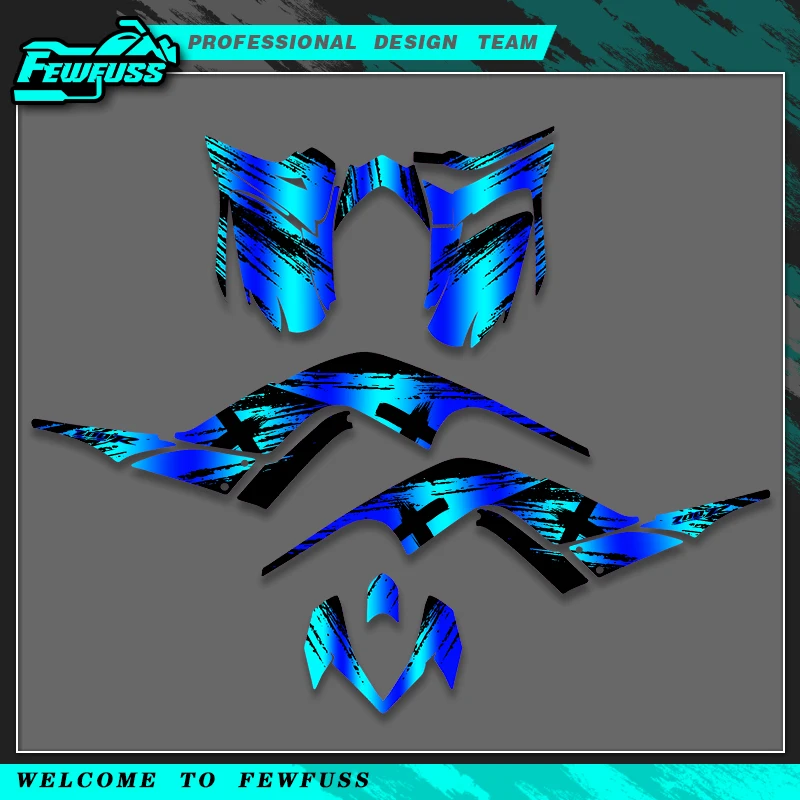 Fewfuss Custom Name & Number Graphics Decals Kit For Yamaha Raptor 700 06‑12 ATV  002