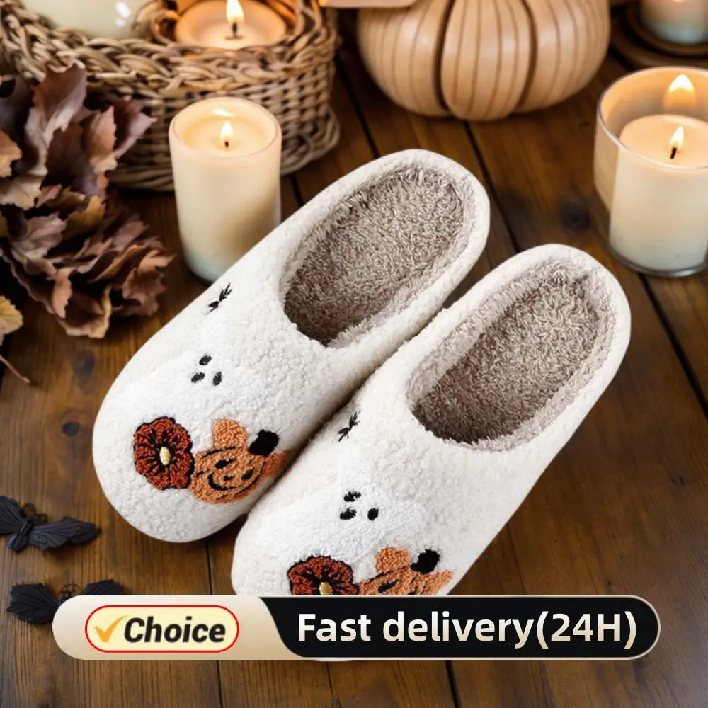 

Halloween Cotton Fluffy Slippers Non-Slip Home Slipper Soft Warm Slippers for Indoor Bedroom