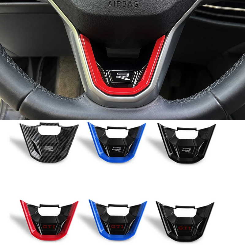 R Rline Logo Car Steering Wheel Trim Stickers Accessories For Volkswagen VW GTI Polo Golf MK8 Passat Magotan Tiguan Jetta Lavida