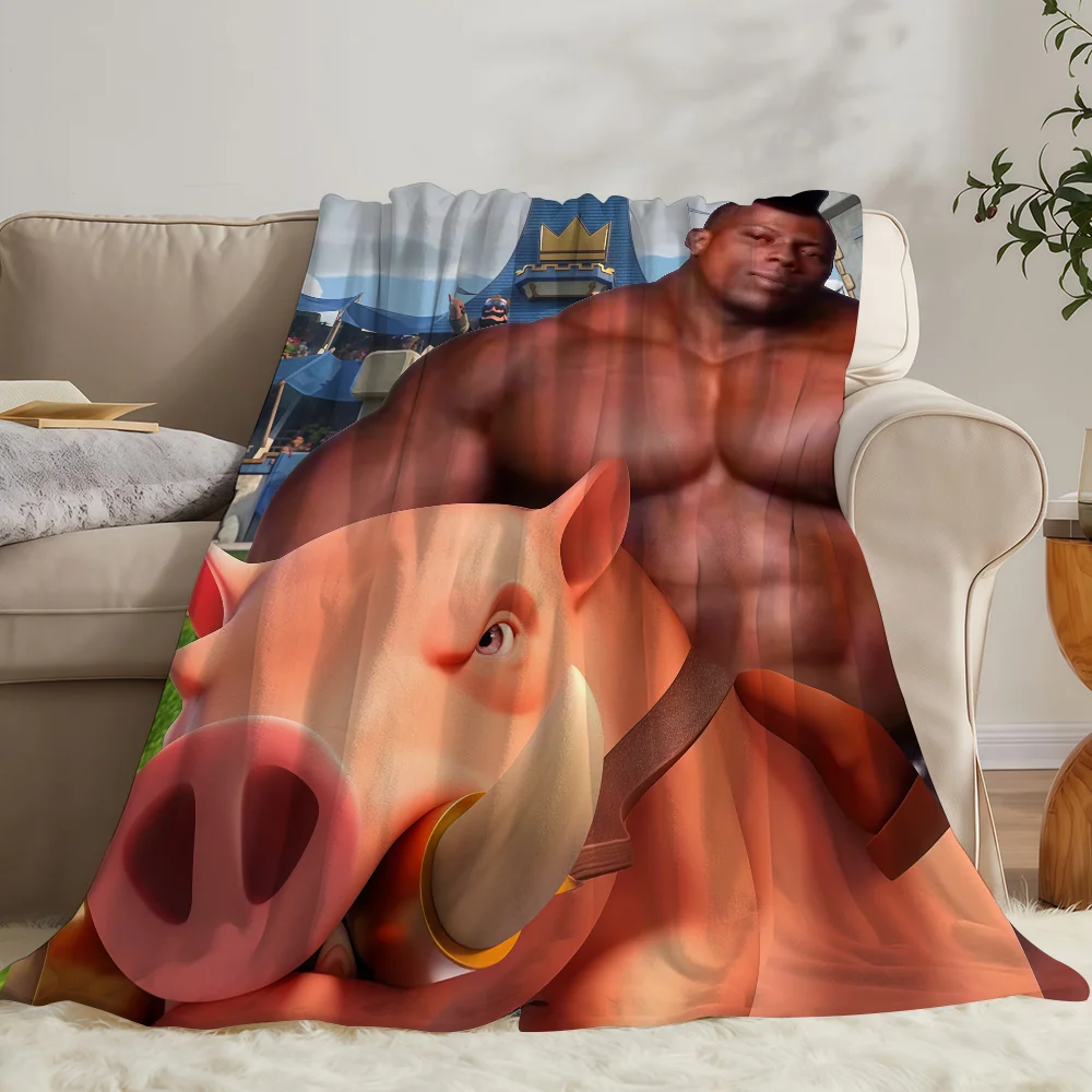 Meme Pig Funny Hog Rider Blanket Soft Warm And Thick Perfect For Bedroom Living Room Bed Sofa Camping Picnic Office Gift