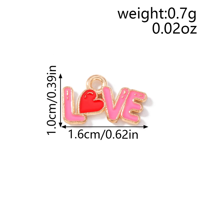 20 قطعة 16x10 مللي متر لطيف المينا رسالة حب Charms المعلقات لصنع انخفاض الأقراط القلائد أساور Craft بها بنفسك الحرفية مجوهرات اكسسوارات