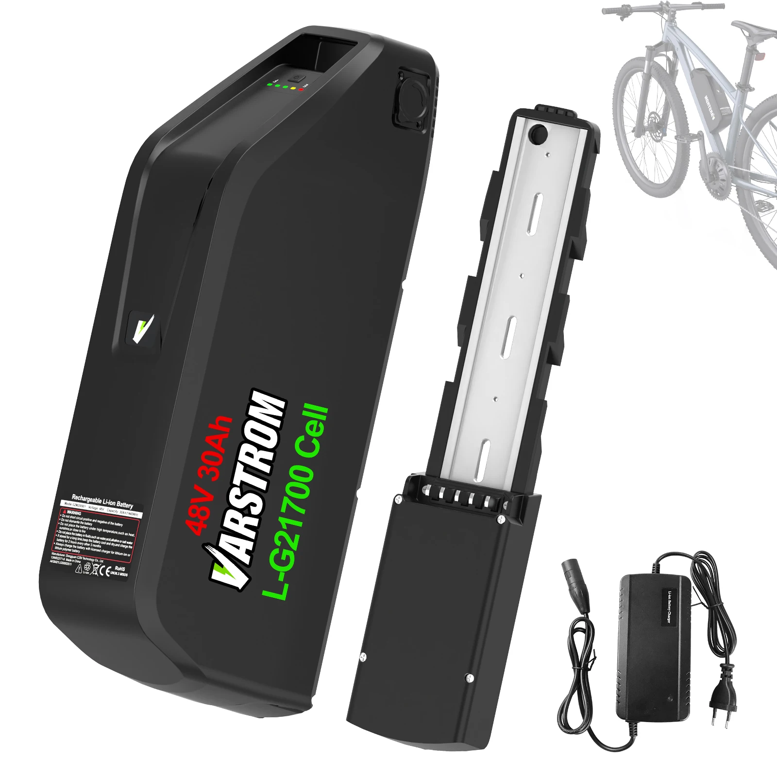 Batterie de vélo électrique Varstrom 48V 30AH 36V 52V 20A Hailong Max 40A BMS pour moteurs 2000W 1000W 500 750W, vélo électrique, cellules lithium 21700