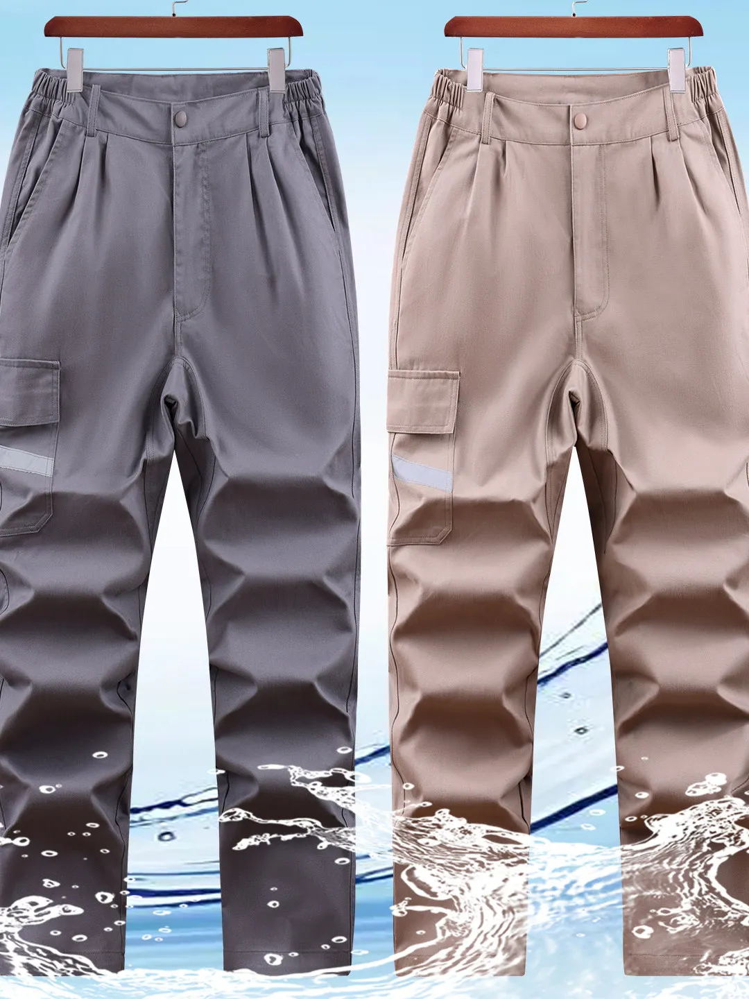 

Thiened Pure Cotton Workwear Pants Loose Elastic Waist Long Trousers for Welding Workers Anti-Heat And Wear Resistant Const...