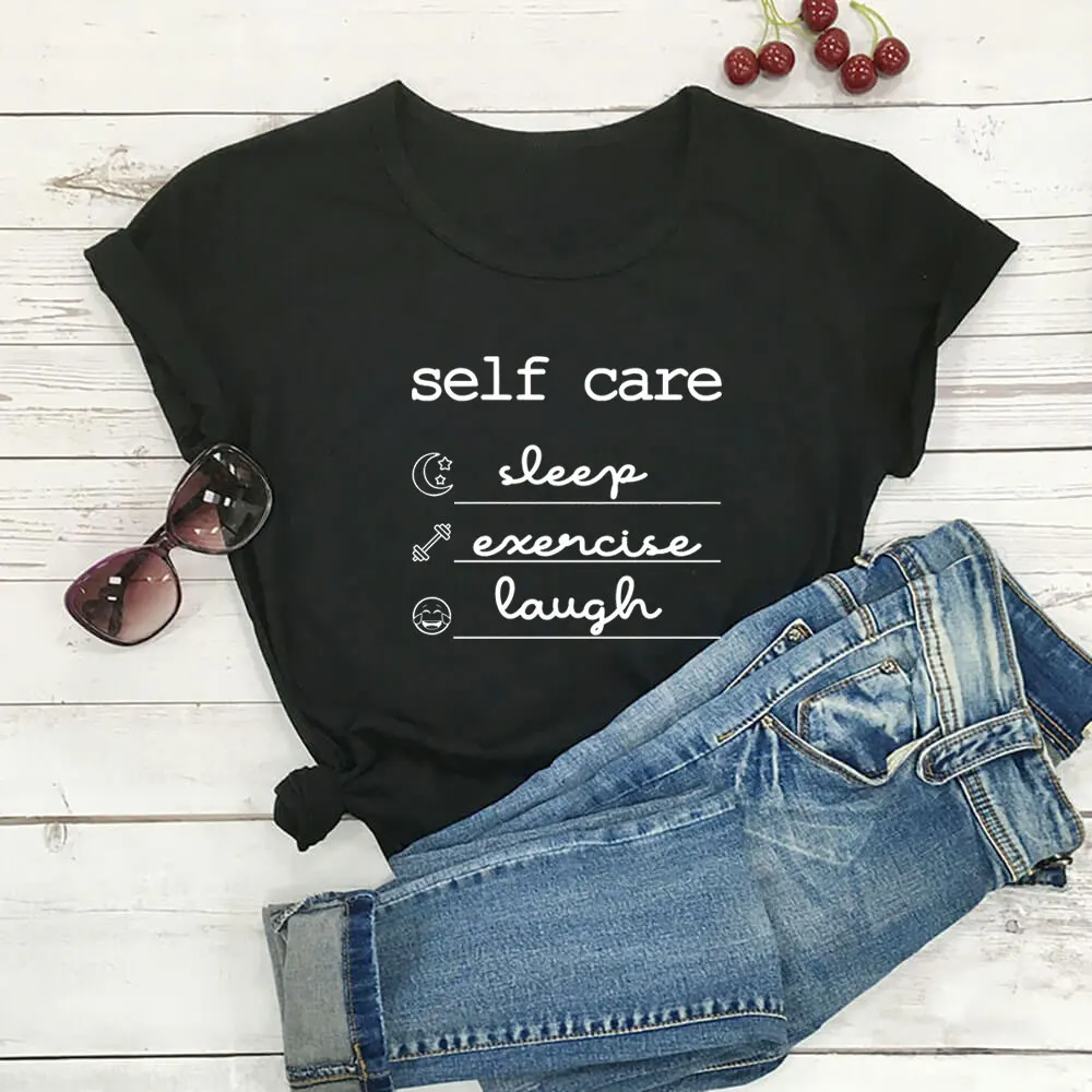 Self Care Shirt Mental Health Shirt Inspirational Tee 100%Cotton Women Tshirt Shirt Unisex Funny Summer Casual Short Sleeve Top