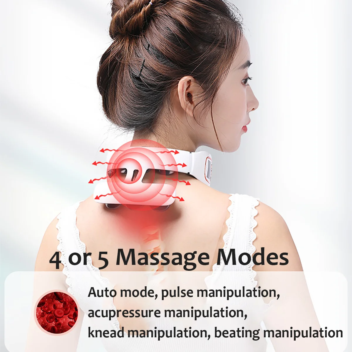 Ohio eur de cou électrique sans fil USB, chauffage infrarouge cervical, massage par vibration, tête 6/3