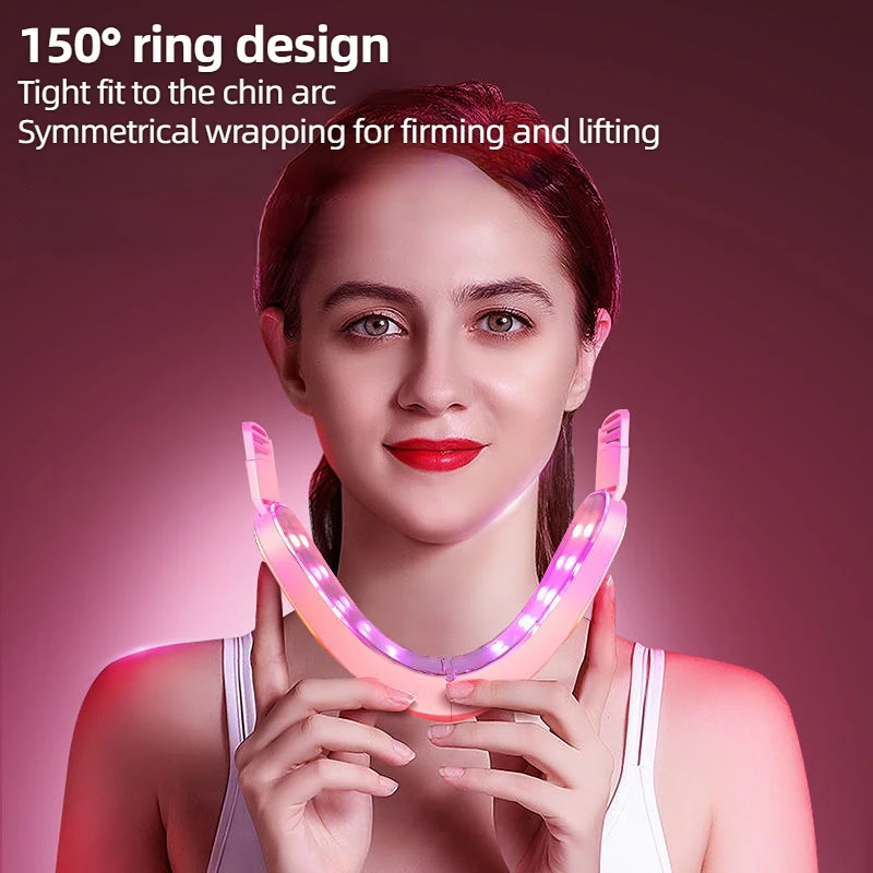 Facial Lifting Device LED Photon Facial Slimming Vibration Massager Heated Double Chin V Face Shaped Cheek Lift Belt Machine