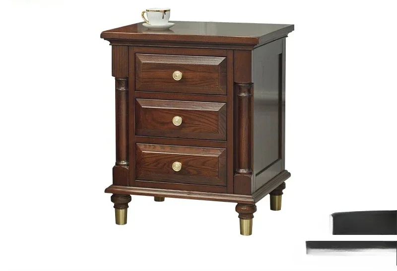 درج تخزين بجانب السرير، طاولة بجانب السرير، خشب متين، أثاث أمريكي فاخر، خزانة صغيرة #5