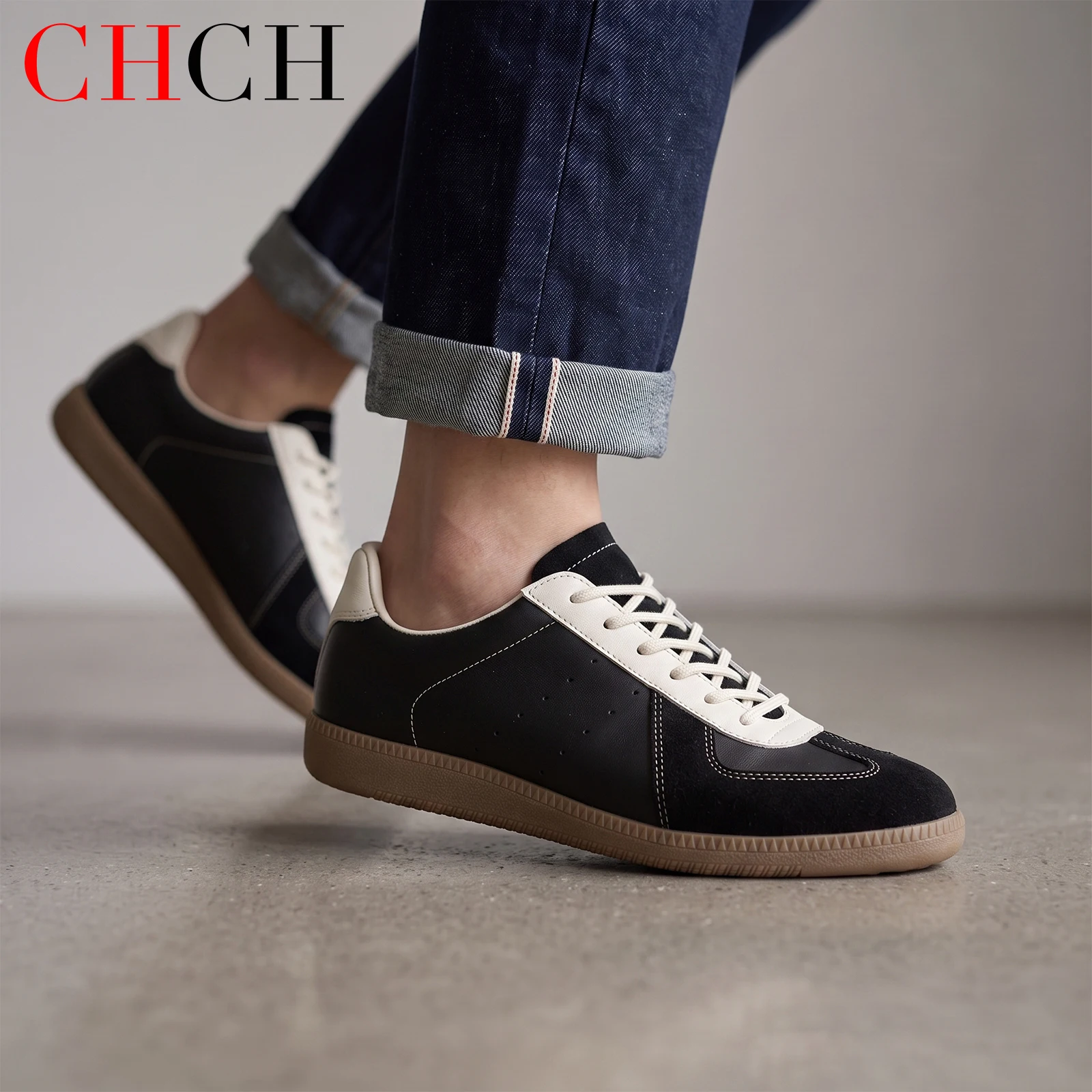 C-H Women's Walking Shoes 2026 Autumn New High Quality Cow Leather Black Casual Shoes Arch Support