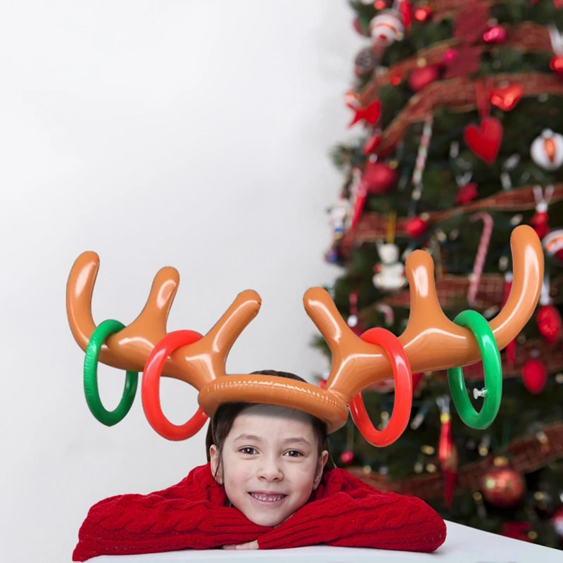 HOT-Reindeer Antler Hat Ring Game Children's Gift Christmas Family Game Toy New Year Decoration