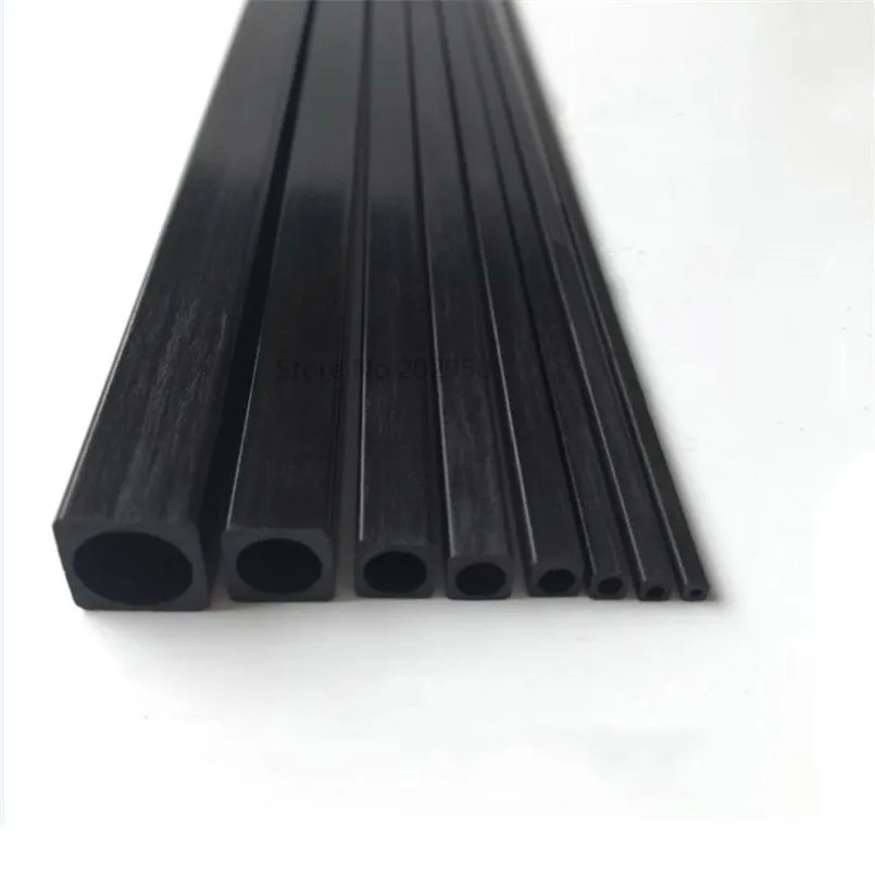 Accesorios de fibra de carbono para modelo RC, diámetro exterior de tubo cuadrado de 2mm, 2,5mm, 3mm, 4mm, 5mm, 6mm, 8mm, 10mm, longitud de 500mm, 8 Uds.