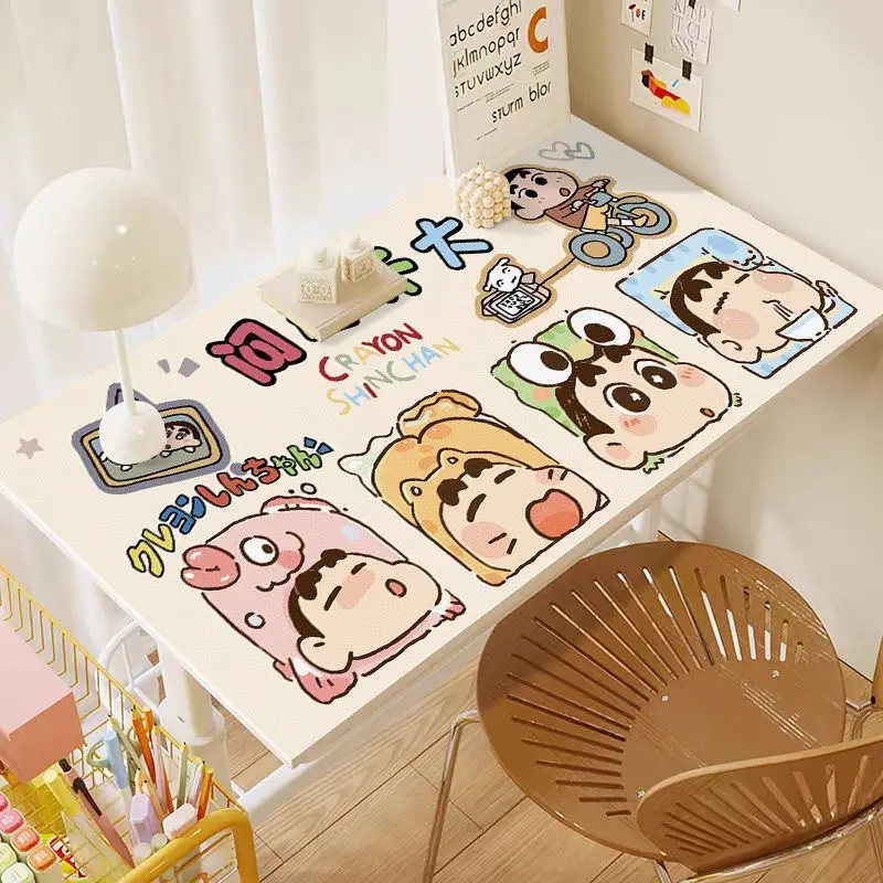 New Kawaii Crayon Shin Chan Cartoon Desk Mat No Wash Erasable Study Desk Mat Waterproof Student Dormitory Layout Tablecloth