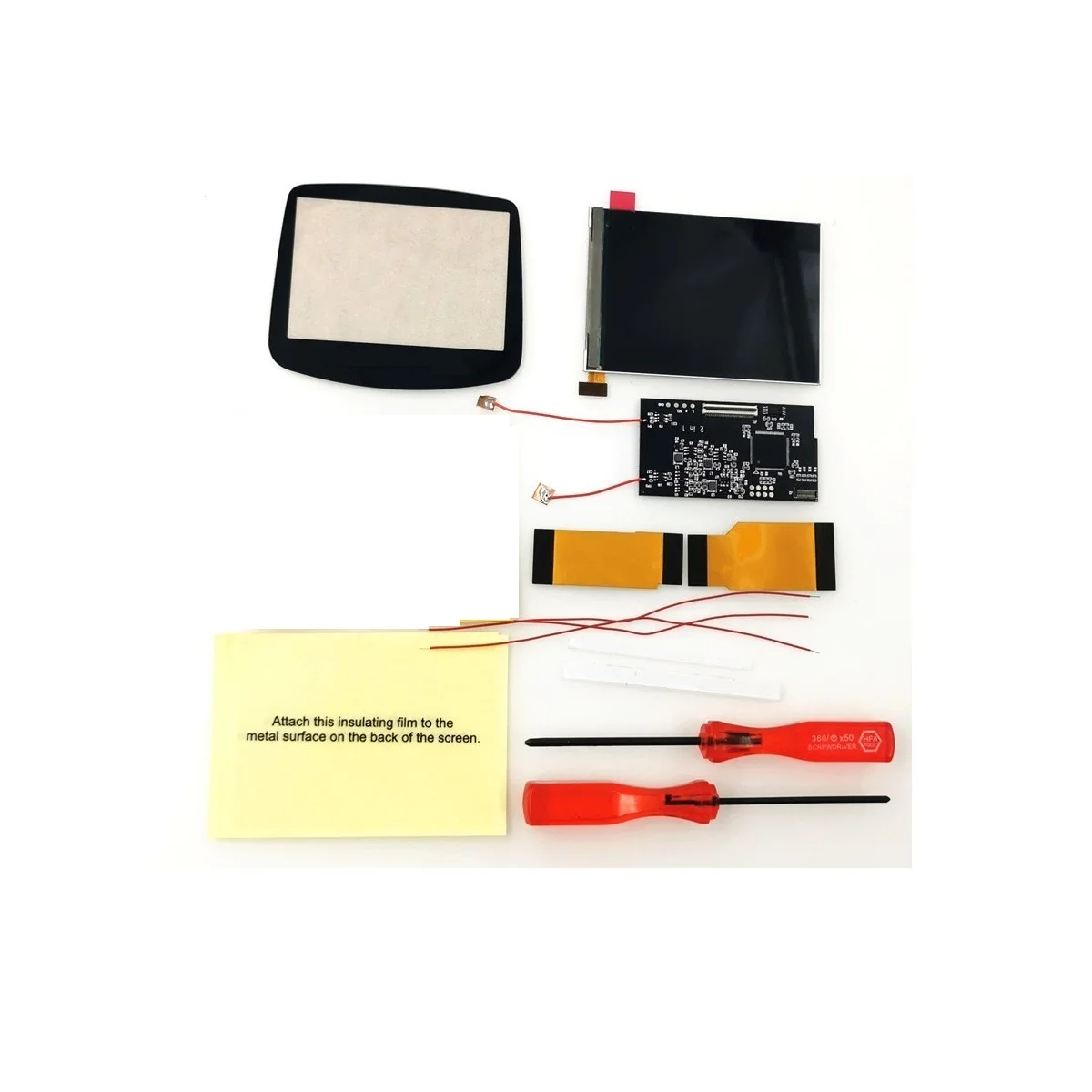 プレカットされたハウジング付きのバックライト付きLCDスクリーン,8色のバックライト付きケース,明るさv2,Gbaコンソール用