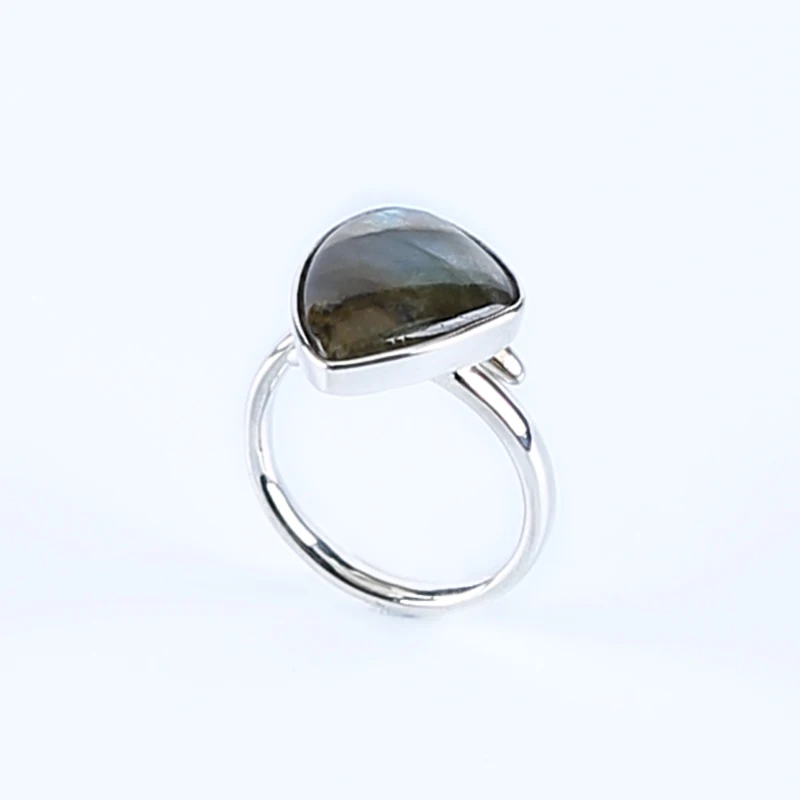 Natural Labradorite Rings 925 Sterling Silver Gemstone For Women Party Birthday Trendy Jewelry Gift 19x14x4mm Ring Mouth 15