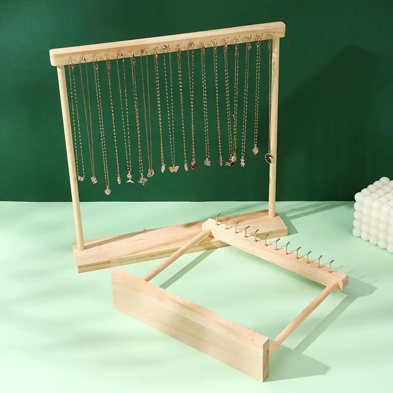 

Crochet Jewelry Organizer Display Stand Wooden Chain Hanging Dish Rack For Earrings Bracelets Showcase Storage Rack