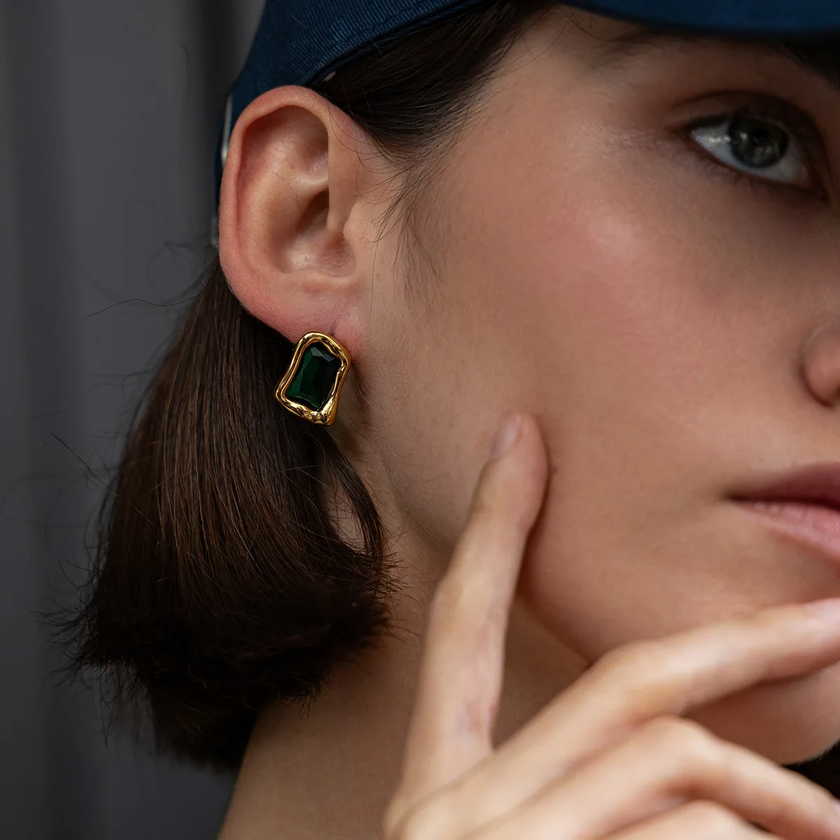 Earring Stainless Steel Irregular Geometric Multicolor Gemstone Bezel Vintage Premium Durable Comfortable Jewelry for Women