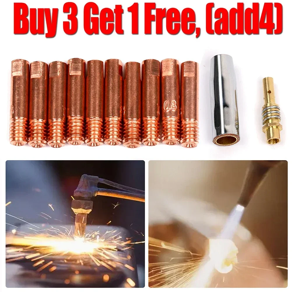 12Pcs MB15 MIG Welding Nozzle Shroud Contact Tips 0.8mm M6 Tip Holder Kit Nozzle Tip Holder Of 15AK MIG MAG Welding Torch