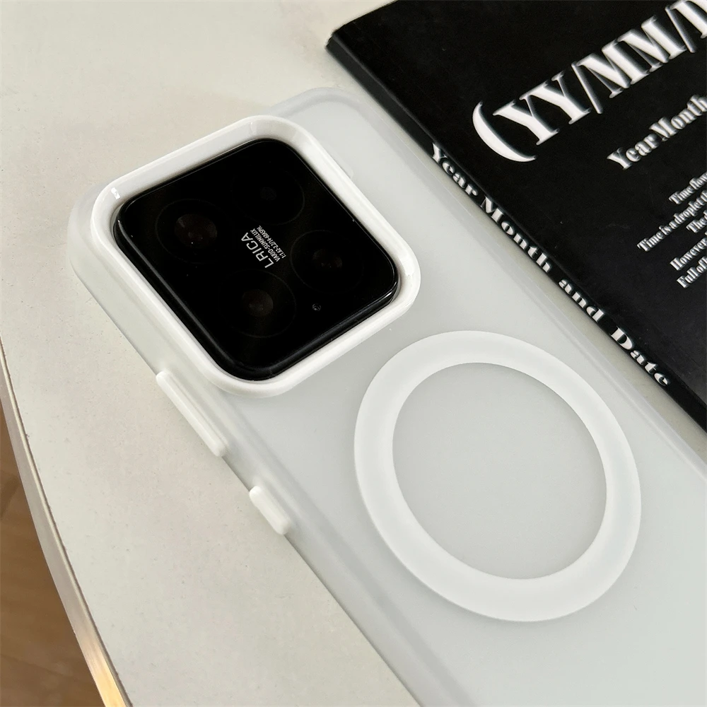 Armor Magnetische Doorschijnende Telefoon Case voor Xiaomi 15 Pro 14 Ultra 14 T 14 Civi 4 Pro voor Magsafe Kleurrijke camera Bumper Cover