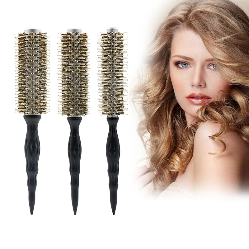 3 Size Professional Hairdresser Brush Ceramic Coated Barrel Round Hair Brush Boar Bristle Brush Hair Stylist Barber Accessories