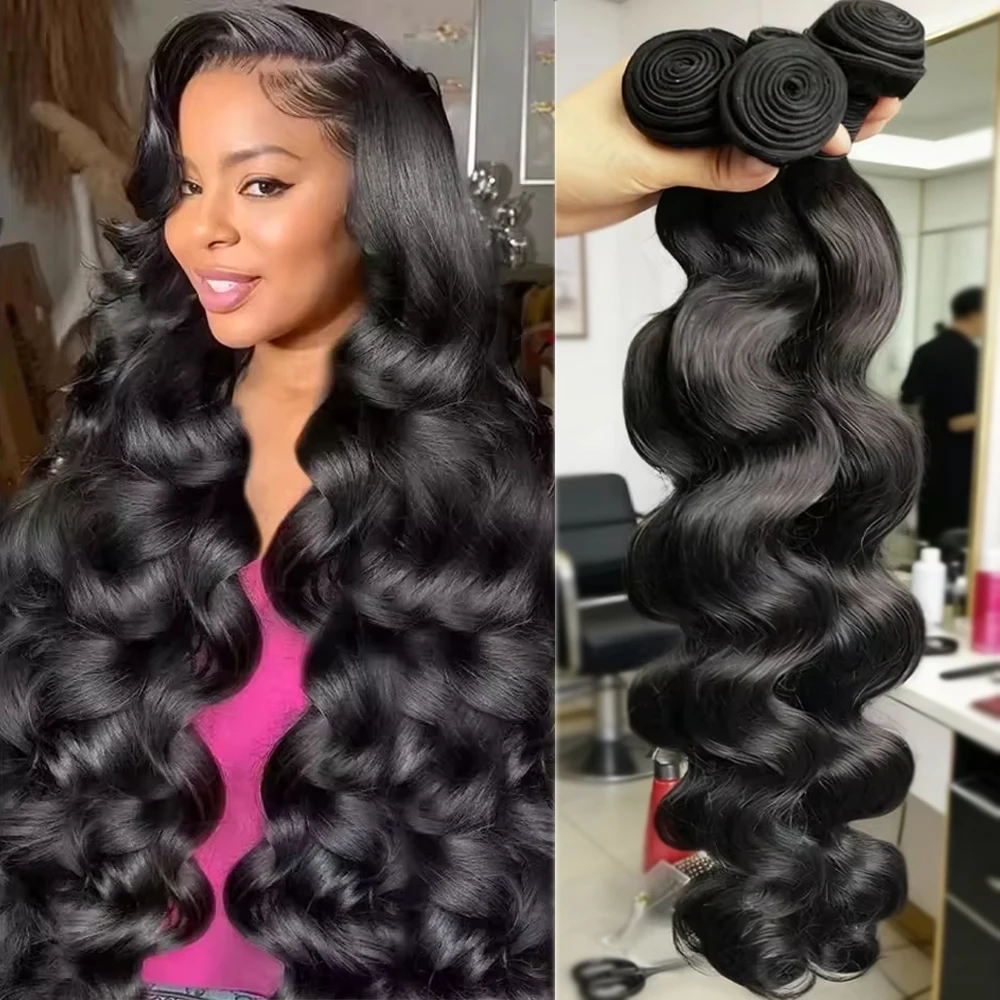 Extensiones de Cabello Humano Brasileño Virgen Remy, Ondulado, 3 y 4 Paquetes, 28 y 30 Pulgadas, para Coser, Tejido Rápido