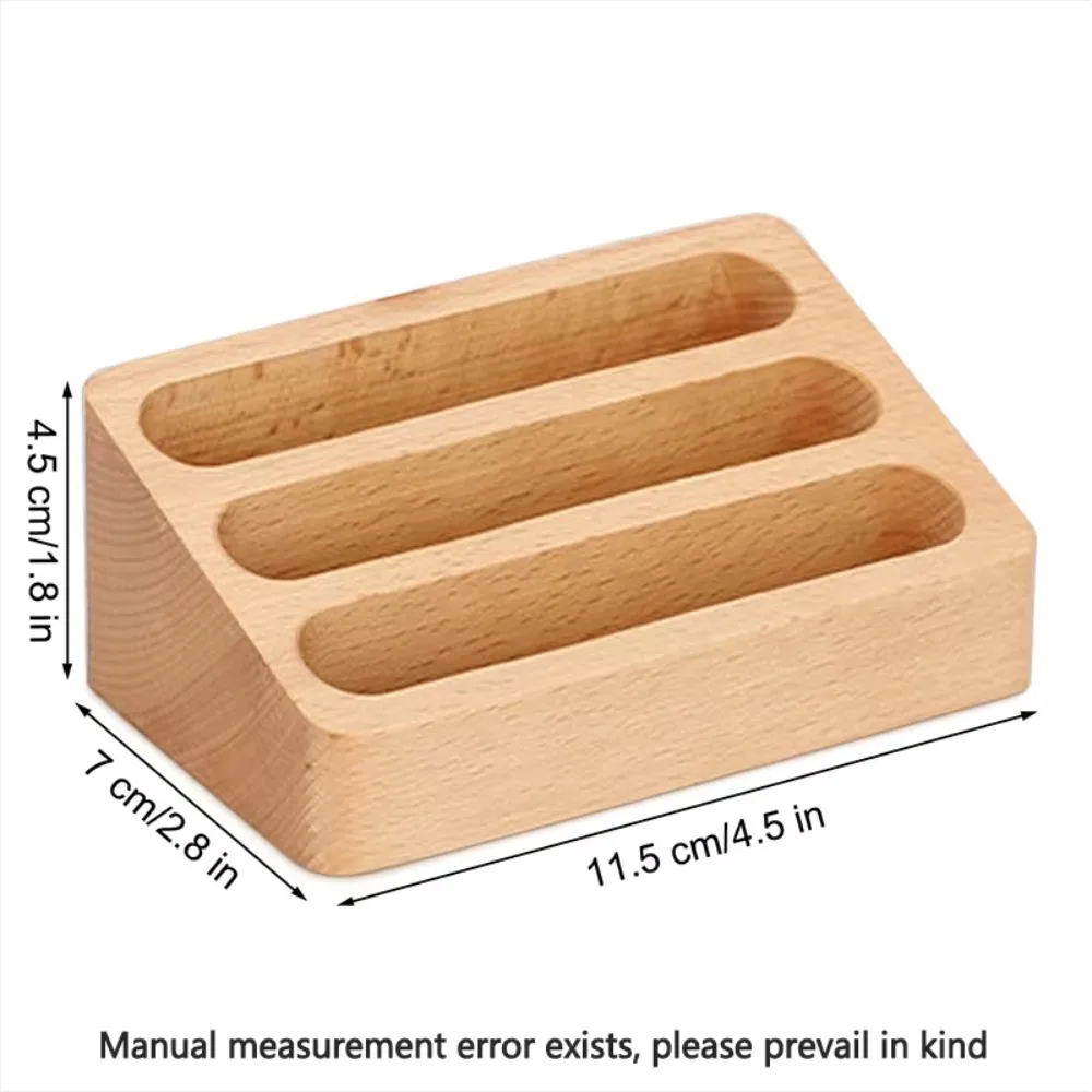 1Pcs Wooden Desktop Business Card Holder 3 Compartment Storage Box For Office Supplies Desk Accessories Organizer