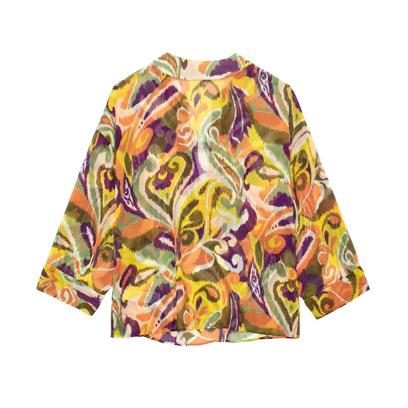 2023 春のファッショントレンドレディースデザインセンス花柄シャツポリエステル素材スタイリッシュなアンサンブル女性用