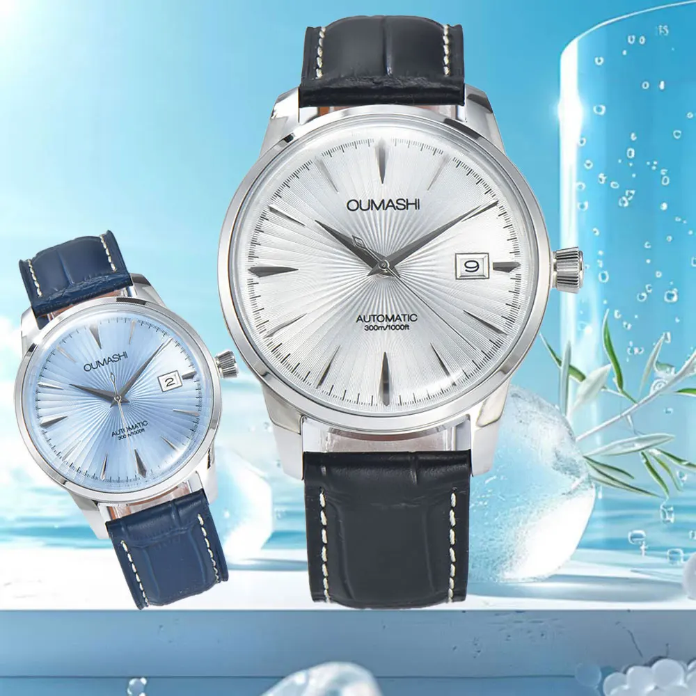 

40mm custom men's watch NH35 movement automatic mechanical watch with dome mineral glass business men's waterproof watch