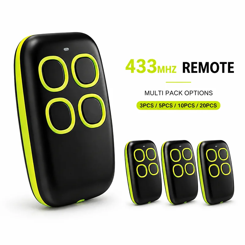 1/3/5/10/20PCS 433MHz Universal Garage Gate Remote Control, Yellow Key Fob Clone Transmitter with Fixed Code System