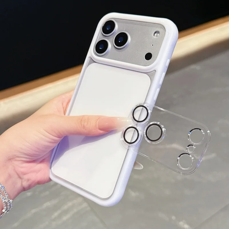 حافظة هاتف أكريليك عصرية جديدة لهاتف آيفون 16 15 14 13 12 11 17 Pro Max Plus Air 17promax 17Pro مع غطاء فيلم عدسة واقية