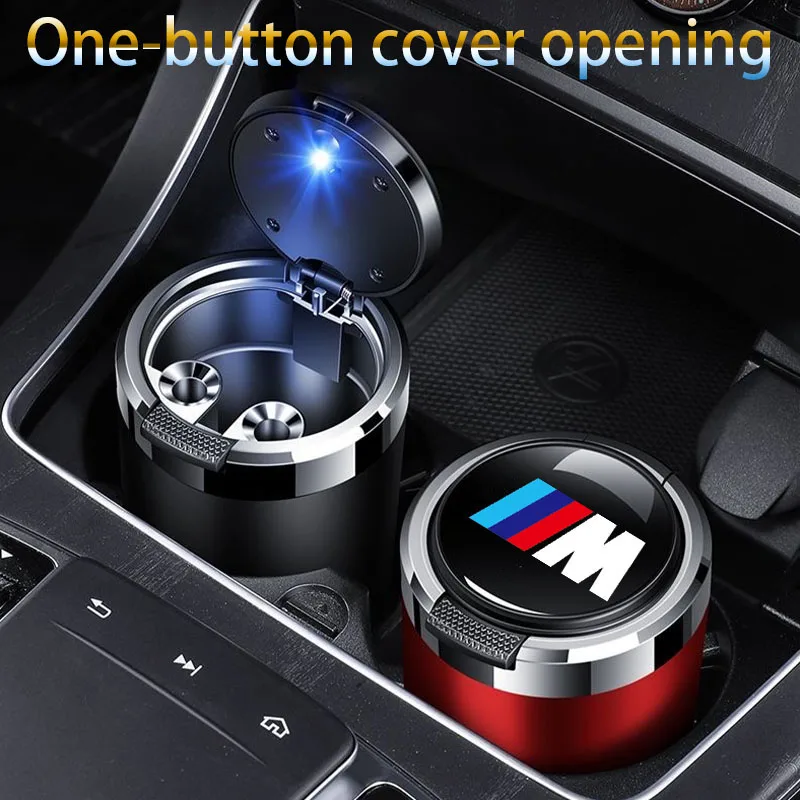 One-button open cover car ashtray with blue LED light suitable for BMW M Performance E46 E90 E60 F30 E36 M3 M5 X1 X3 X4 X5 X6 X7