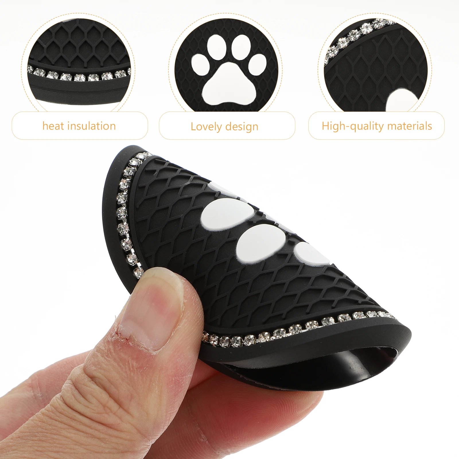 

2 Pcs Cat Paw Coaster Car Coasters Cup Holder Pattern Small Universal Pvc for Travel