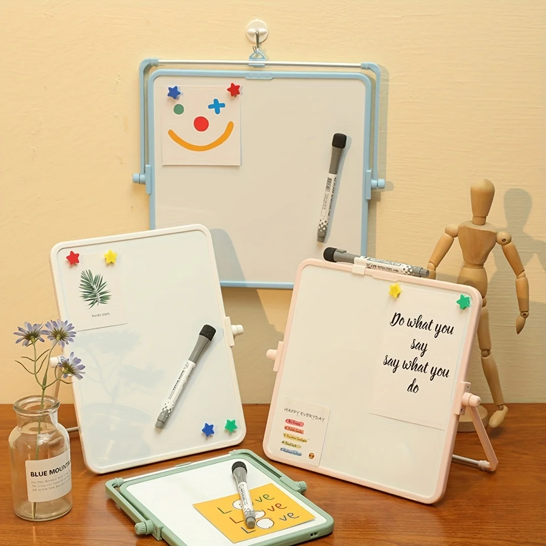 سبورة بيضاء مغناطيسية متينة مزدوجة الجوانب متعددة الحجم لوحة تخطيط لسطح المكتب/الرسم المعلق/الكتابة/لوحات مذكرة الرسائل