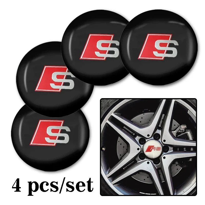 4Pcs 56mm Car Wheel Stickers Center Hub Cap Car Emblem Badge Decal For Audi Sline A3 A1 A4 B8 B7 A6 C7 A5 A7 A8 B9 B6 C6 Q2 Q3