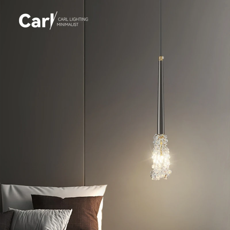 

Bedroom Bedside Crystal Chandelier Modern Luxury Restaurant Bar Living Room Background Wall Simple Creative Copper Lighting.