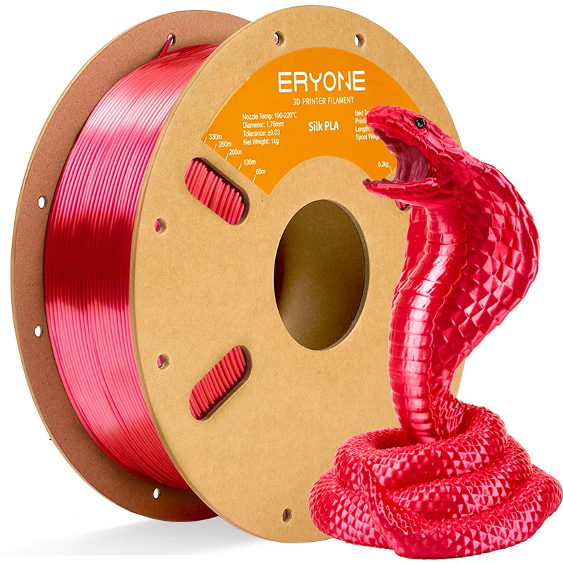 ERYONE 1KG Seide PLA 3D-Drucker Filament 1,75mm, Premium Seide Glänzende Oberfläche Einfarbig, Glänzende Glatte Oberfläche 1kg Spule