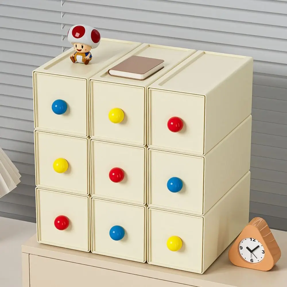 

Large Capacity Desk Organizer Box Stackable Dust-proof Drawer Style Storage Box Space Saving Plastic Stationery Storage Rack